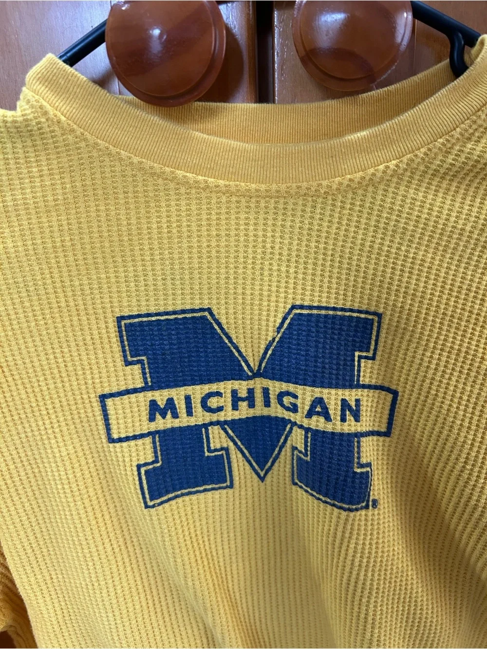 Vintage University of Michigan Yellow Thermal Long-Sleeve Shirt
